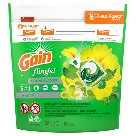 GAIN FLINGS Original Scent Laundry Detergent Pod 16 pk, 16PK 86750